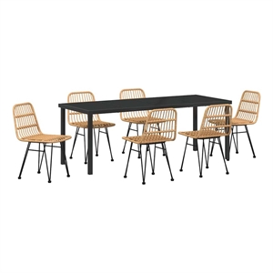 vidaXL Garden Dining Set 7 pcs Brown Powder-Coated Steel
