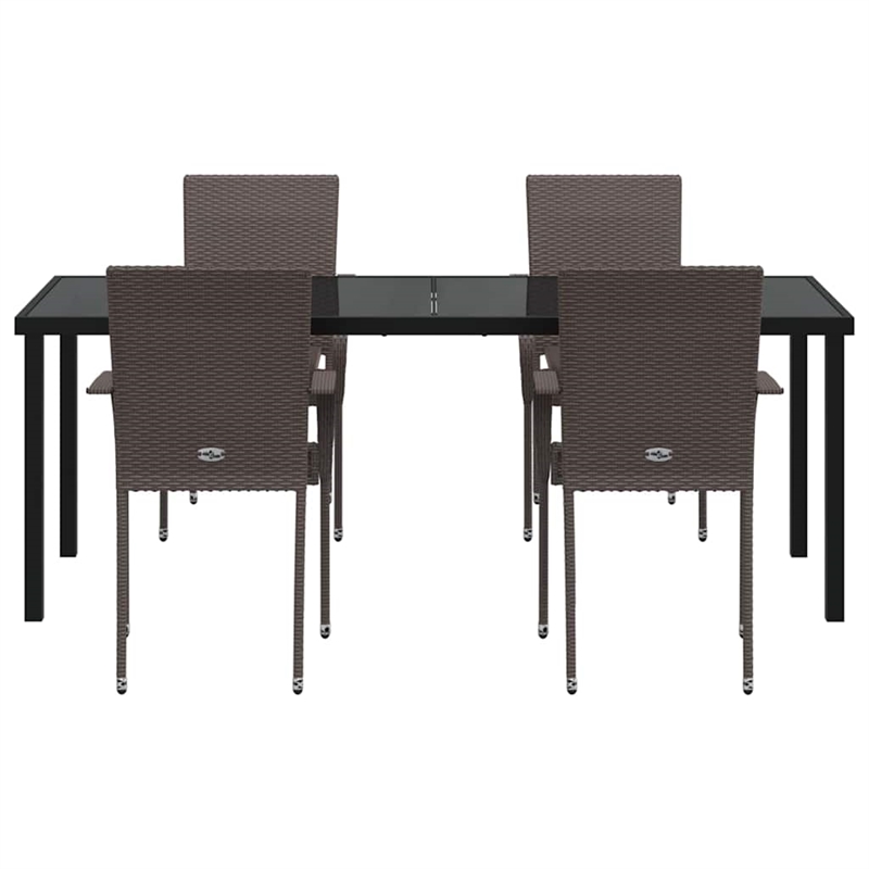 vidaXL Garden Dining Set 5 pcs Brown Powder-Coated Steel