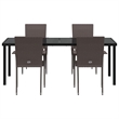 vidaXL Garden Dining Set 5 pcs Brown Powder-Coated Steel