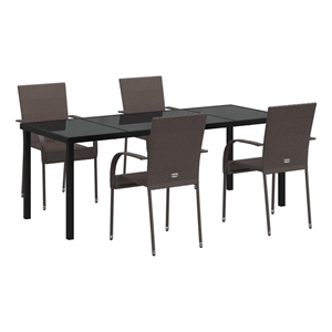 vidaXL Garden Dining Set 5 pcs Brown Powder-Coated Steel