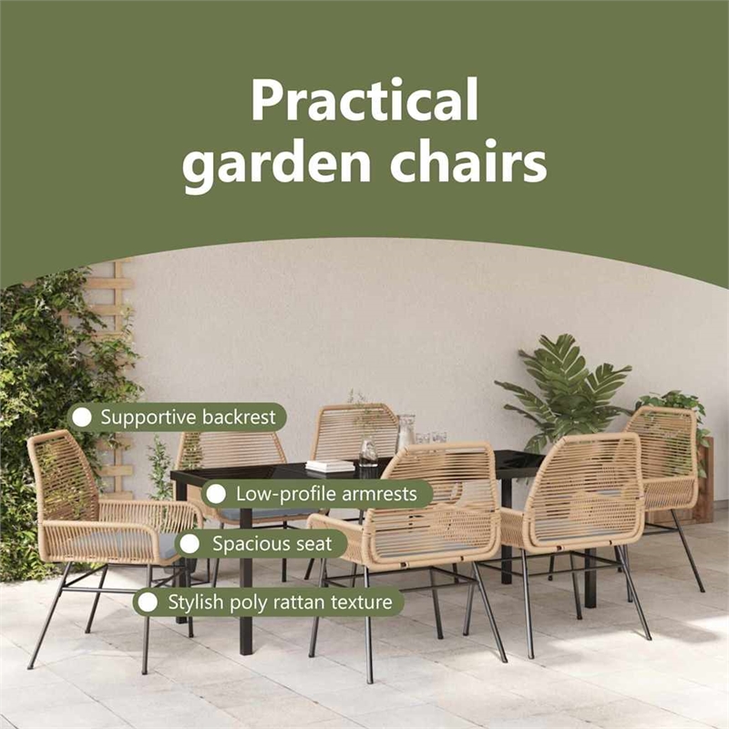 vidaxl garden dining set 7 pcs brown poly rattan