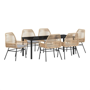vidaXL Garden Dining Set 7 pcs Brown Poly Rattan
