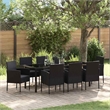 vidaXL Garden Dining Set 9 pcs Black Poly Rattan