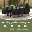 vidaXL Garden Dining Set 9 pcs Black Poly Rattan