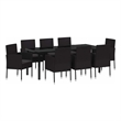 vidaXL Garden Dining Set 9 pcs Black Poly Rattan