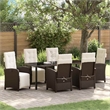 vidaXL Garden Dining Set 7 pcs Brown Poly Rattan
