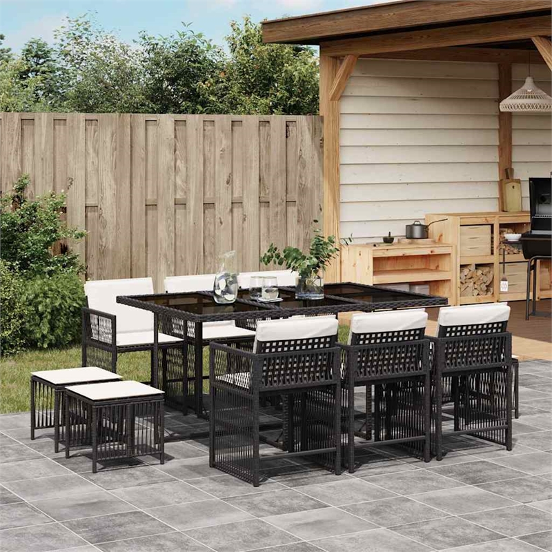 vidaXL Garden Dining Set Black/Cream White
