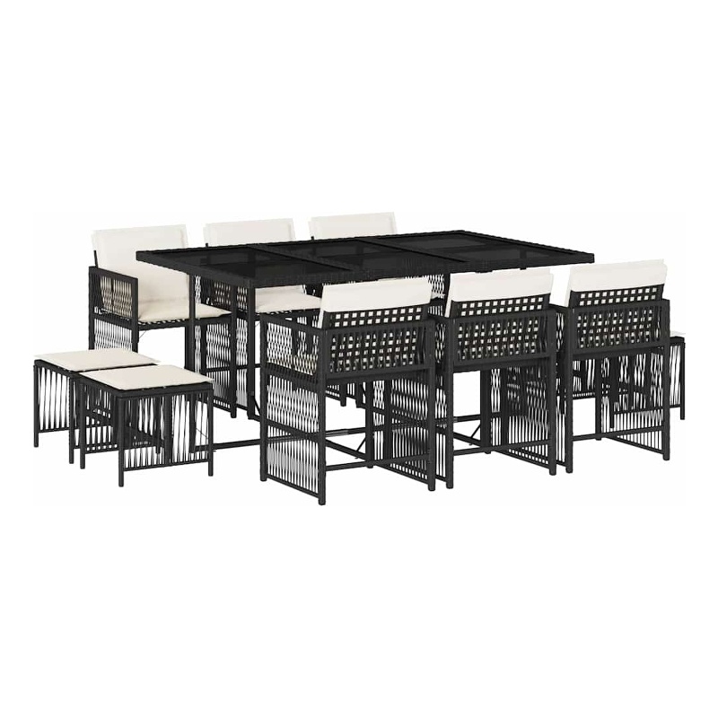 vidaXL Garden Dining Set Black/Cream White