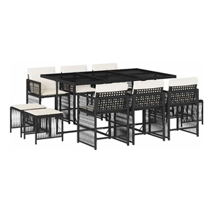vidaXL Garden Dining Set Black/Cream White