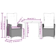 vidaXL 3 Piece Patio Dining Set with Cushions Gray Poly Rattan