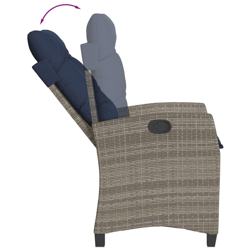 vidaXL 3 Piece Patio Dining Set with Cushions Gray Poly Rattan