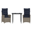vidaXL 3 Piece Patio Dining Set with Cushions Gray Poly Rattan