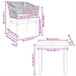 vidaXL 3 Piece Patio Dining Set with Cushions Brown Poly Rattan Glass
