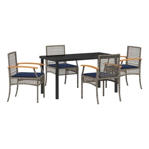 vidaXL Garden Dining Set 5 pcs Grey and Black Rattan