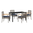 vidaXL Garden Dining Set 5 pcs Grey and Black Rattan