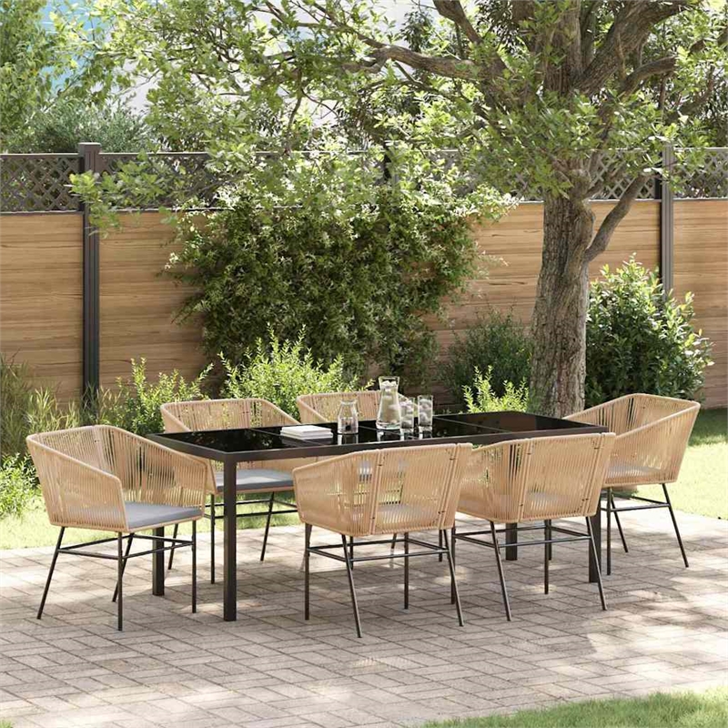 vidaXL Garden Dining Set 7 pcs Brown Powder-Coated Steel