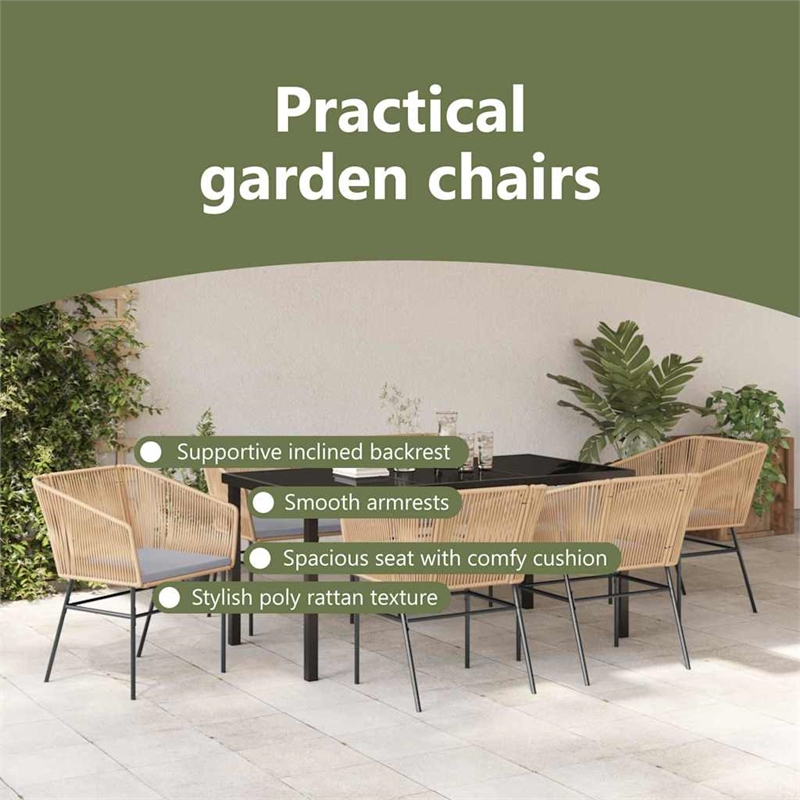 vidaXL Garden Dining Set 7 pcs Brown Powder-Coated Steel
