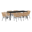 vidaXL Garden Dining Set 7 pcs Brown Powder-Coated Steel