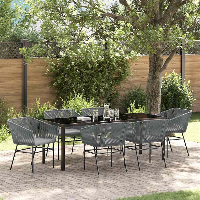 vidaXL Garden Dining Set 7 pcs Grey Powder-Coated Steel