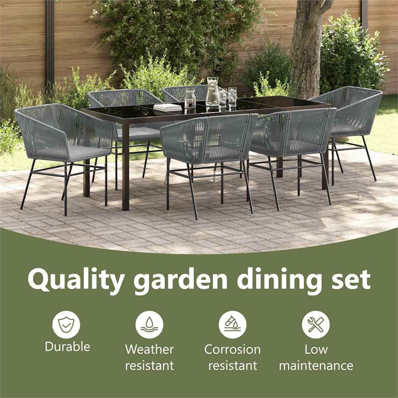 vidaXL Garden Dining Set 7 pcs Grey Powder-Coated Steel