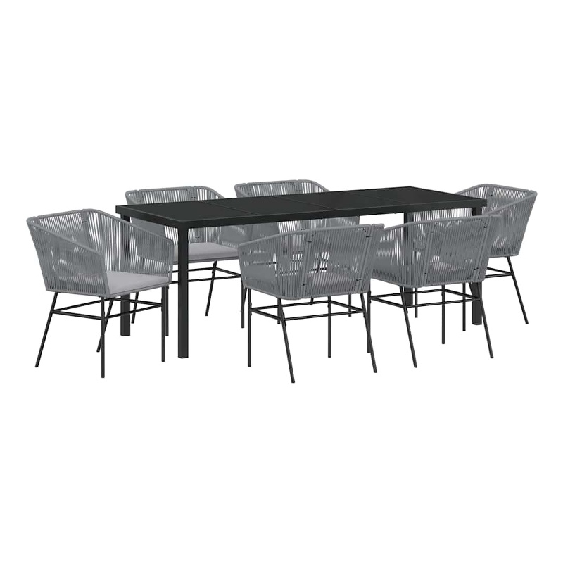 vidaXL Garden Dining Set 7 pcs Grey Powder-Coated Steel