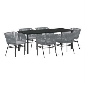 vidaXL Garden Dining Set 7 pcs Grey Powder-Coated Steel