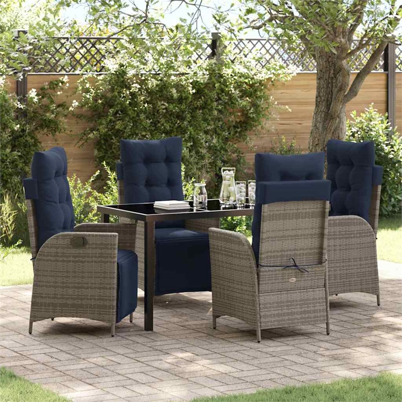 vidaXL Garden Dining Set 5 pcs Grey and Black Rattan