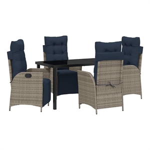 vidaXL Garden Dining Set 5 pcs Grey and Black Rattan