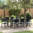 vidaXL Garden Dining Set 9 pcs Black Powder-Coated Steel