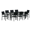 vidaXL Garden Dining Set 9 pcs Black Powder-Coated Steel