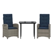 vidaXL 3 Piece Patio Dining Set with Cushions Gray Poly Rattan