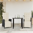 vidaXL 3 Piece Patio Dining Set with Cushions Black Poly Rattan