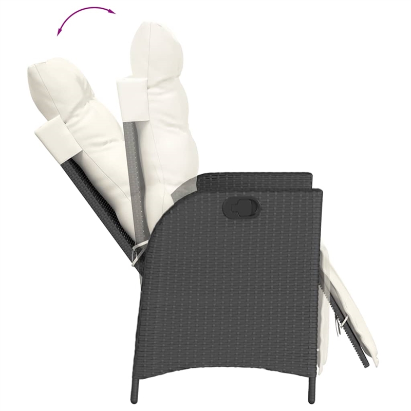 vidaXL 3 Piece Patio Dining Set with Cushions Black Poly Rattan