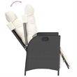 vidaXL 3 Piece Patio Dining Set with Cushions Black Poly Rattan