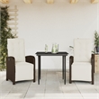 vidaXL 3 Piece Bistro Set with Cushions Brown Poly Rattan