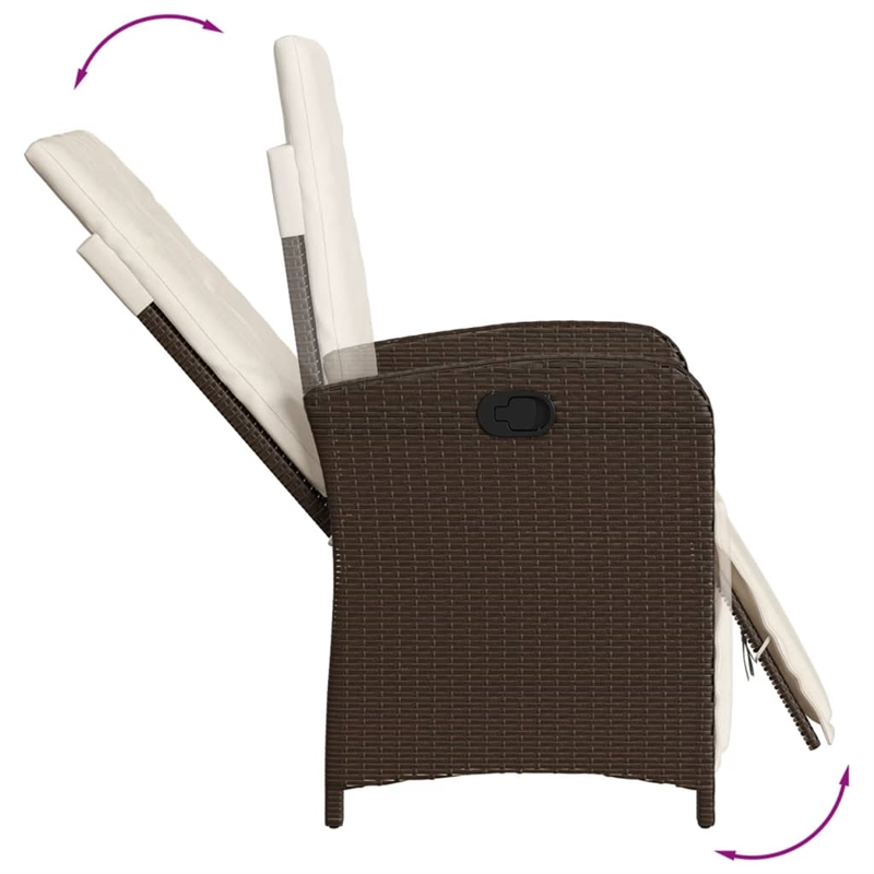 vidaXL 3 Piece Bistro Set with Cushions Brown Poly Rattan
