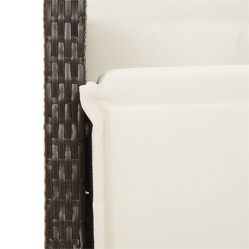 vidaXL 3 Piece Bistro Set with Cushions Brown Poly Rattan