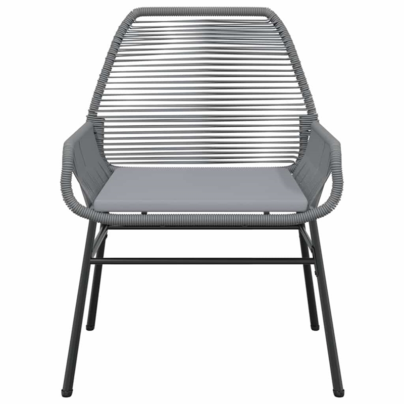 vidaXL 3 Piece Patio Dining Set with Cushions Gray Poly Rattan Glass