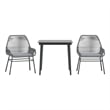 vidaXL 3 Piece Patio Dining Set with Cushions Gray Poly Rattan Glass