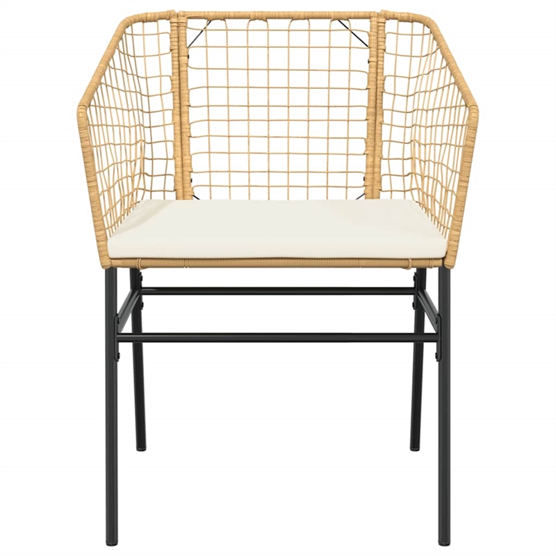 vidaXL 3 Piece Patio Dining Set with Cushions Brown Poly Rattan Glass
