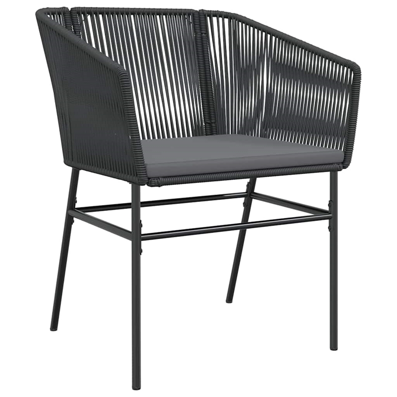 vidaXL 3 Piece Patio Dining Set with Cushions Black Poly Rattan Glass