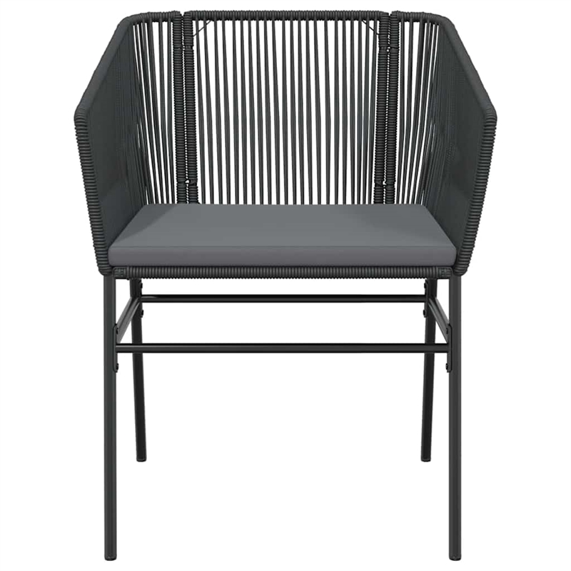 vidaXL 3 Piece Patio Dining Set with Cushions Black Poly Rattan Glass
