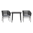 vidaXL 3 Piece Patio Dining Set with Cushions Black Poly Rattan Glass