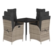 vidaXL 5 Piece Patio Dining Set with Cushions Gray Poly Rattan
