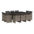 vidaXL 11 Piece Patio Dining Set with Cushions Gray Poly Rattan