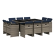 vidaXL 11 Piece Garden Dining Set with Cushions Grey Poly Rattan