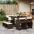 vidaXL 9 Piece Patio Dining Set with Cushions Brown Poly Rattan