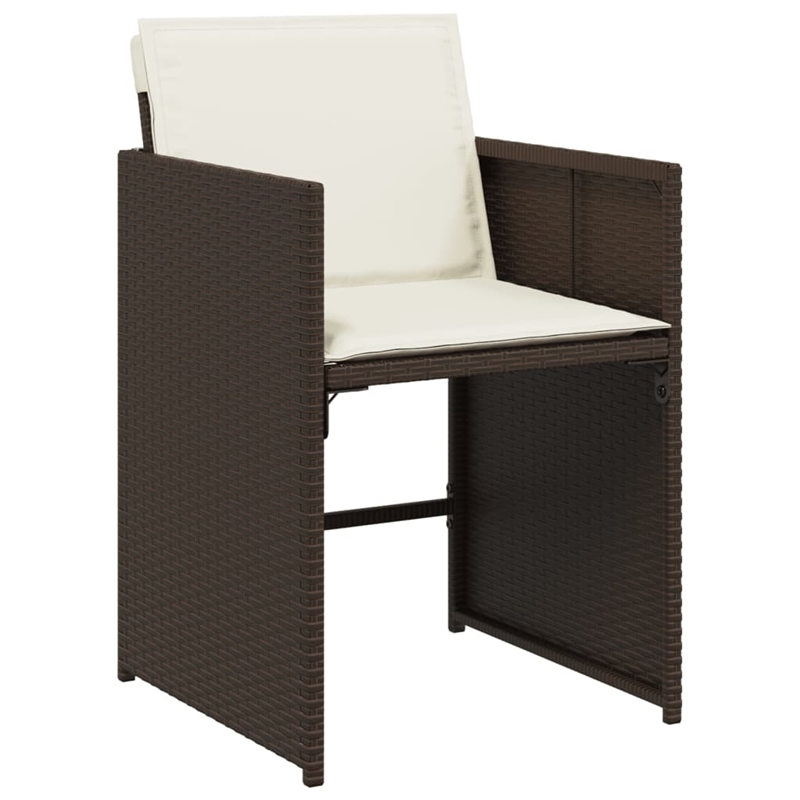 vidaXL 9 Piece Patio Dining Set with Cushions Brown Poly Rattan