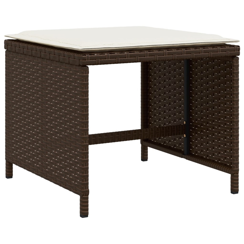 vidaXL 9 Piece Patio Dining Set with Cushions Brown Poly Rattan