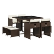 vidaXL 9 Piece Patio Dining Set with Cushions Brown Poly Rattan